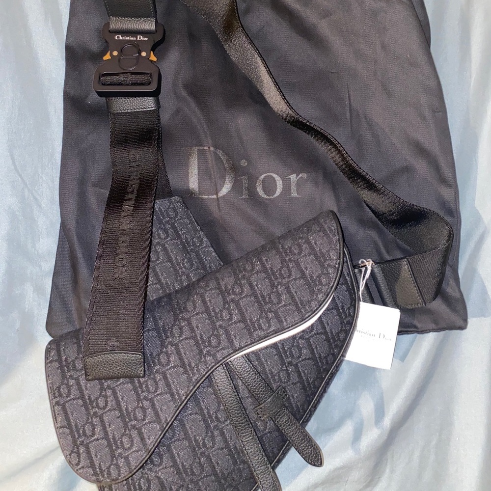 Black Dior Oblique Saddle Bag
